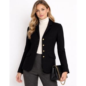 Vintage Ralph Lauren Black Merino Wool Knit Equestrian Blazer Jacket Medium